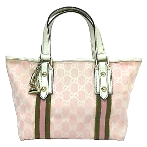 Gucci Handbags - Authentic Gucci Pink GG Joliceur Canvas Leather Mini Bag Sherry Web Tote